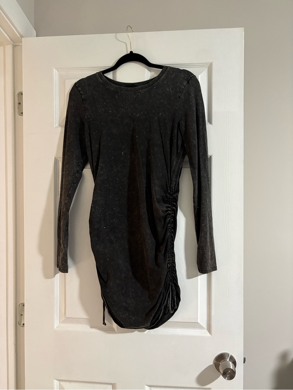 PINK Victoria's Secret Black Long-Sleeve Ruched Side Dress